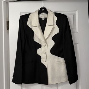 vtg 80s | 100% silk slub yarn asymmetrical blazer